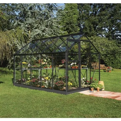 Halls Popular 106 F09897 i svart aluminium med härdat glas