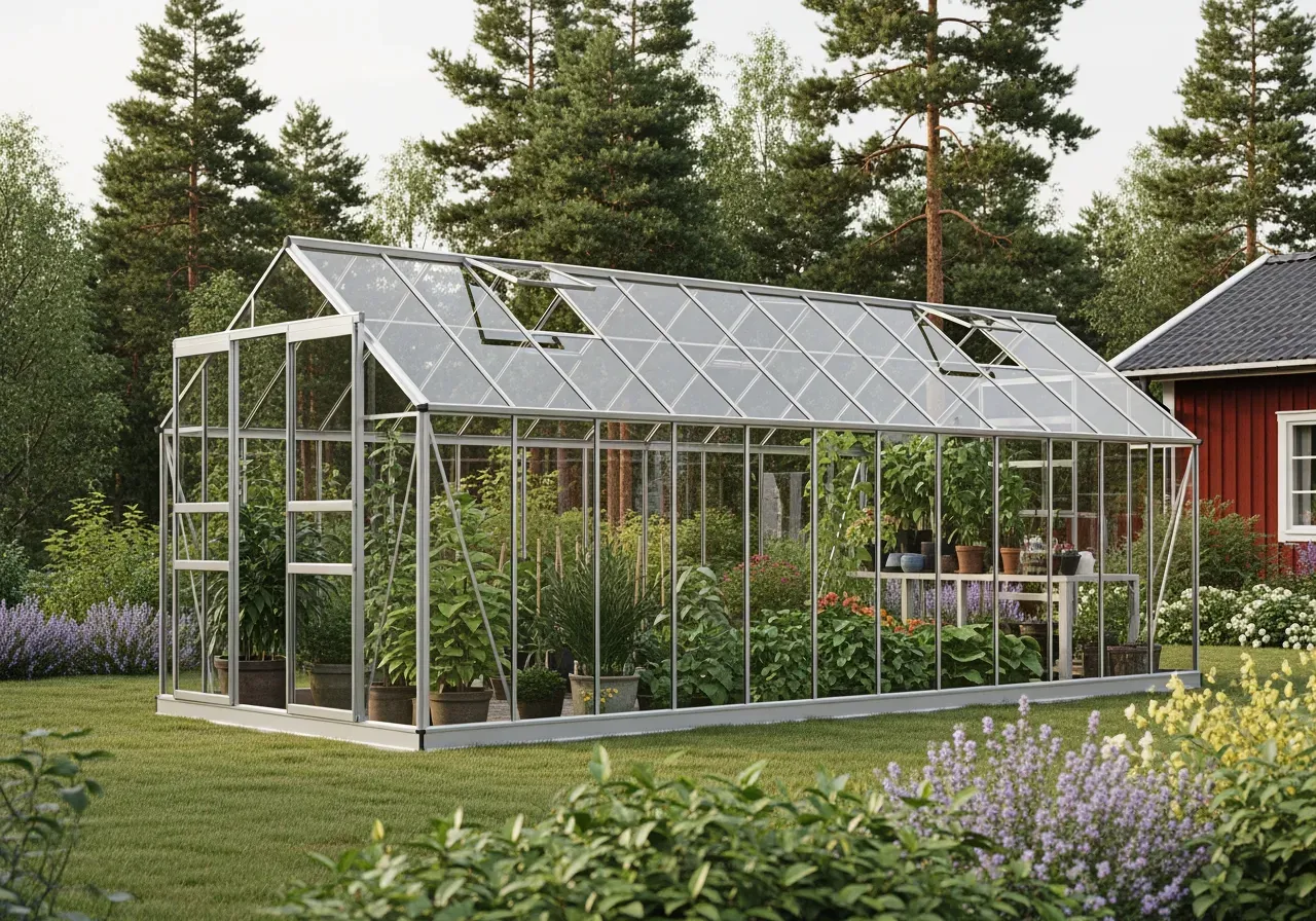 Klassiska rektangulära aluminiumväxthus