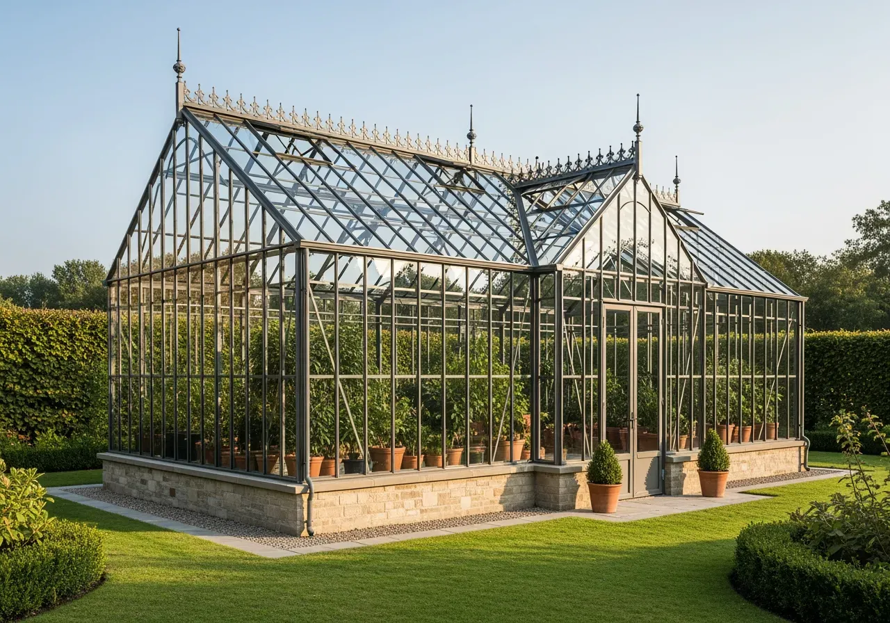 Rektangulärt viktorianskt aluminiumväxthus