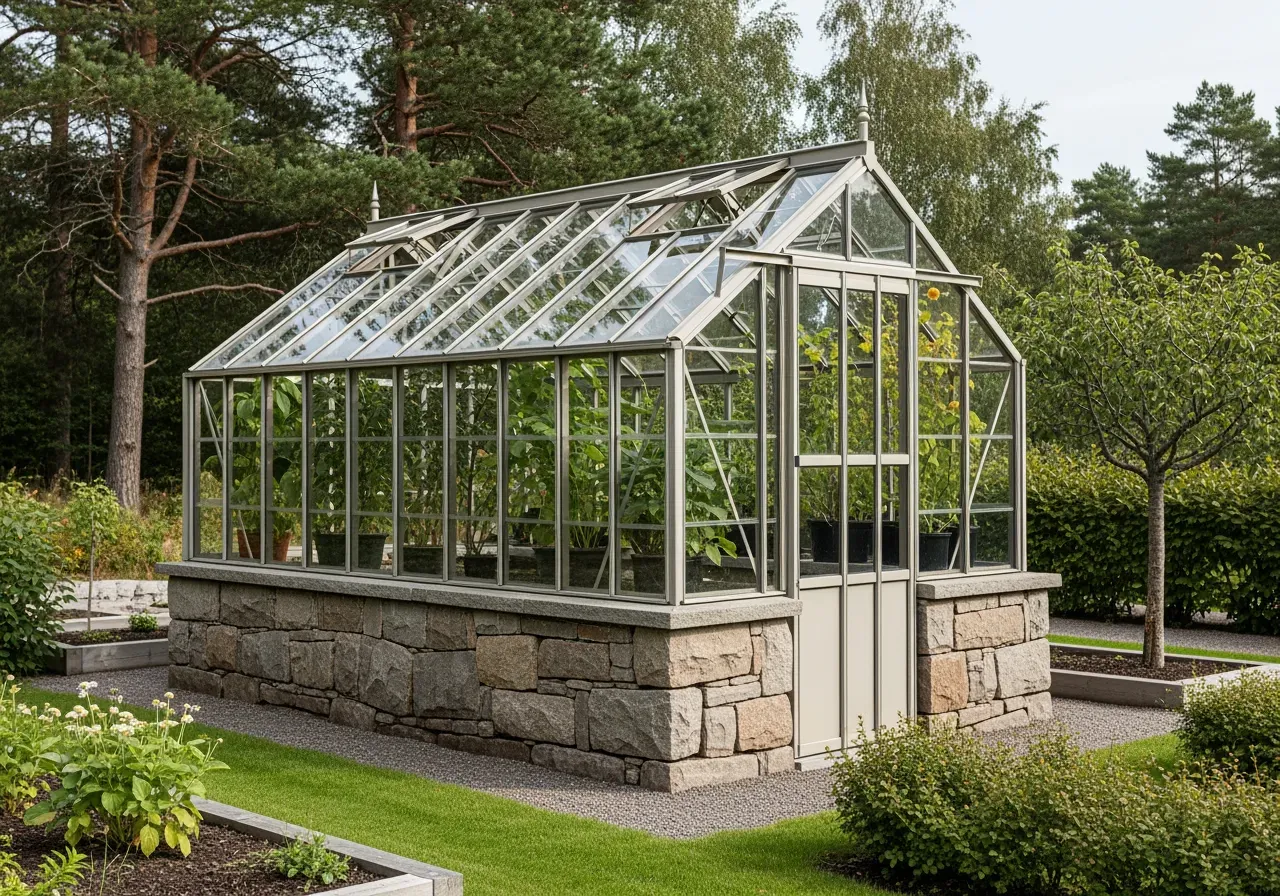 Växthus på mur i klassisk stil