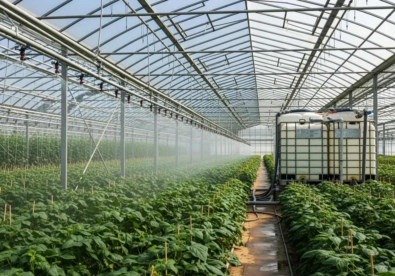 Bevattning i stora växthus med regnvatten