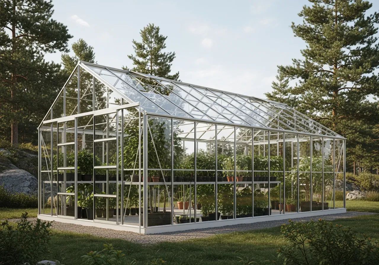 Klassiska aluminiumväxthus för stora ytor