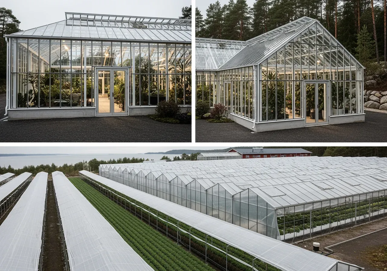 Stora orangerier och högtunnelväxthus