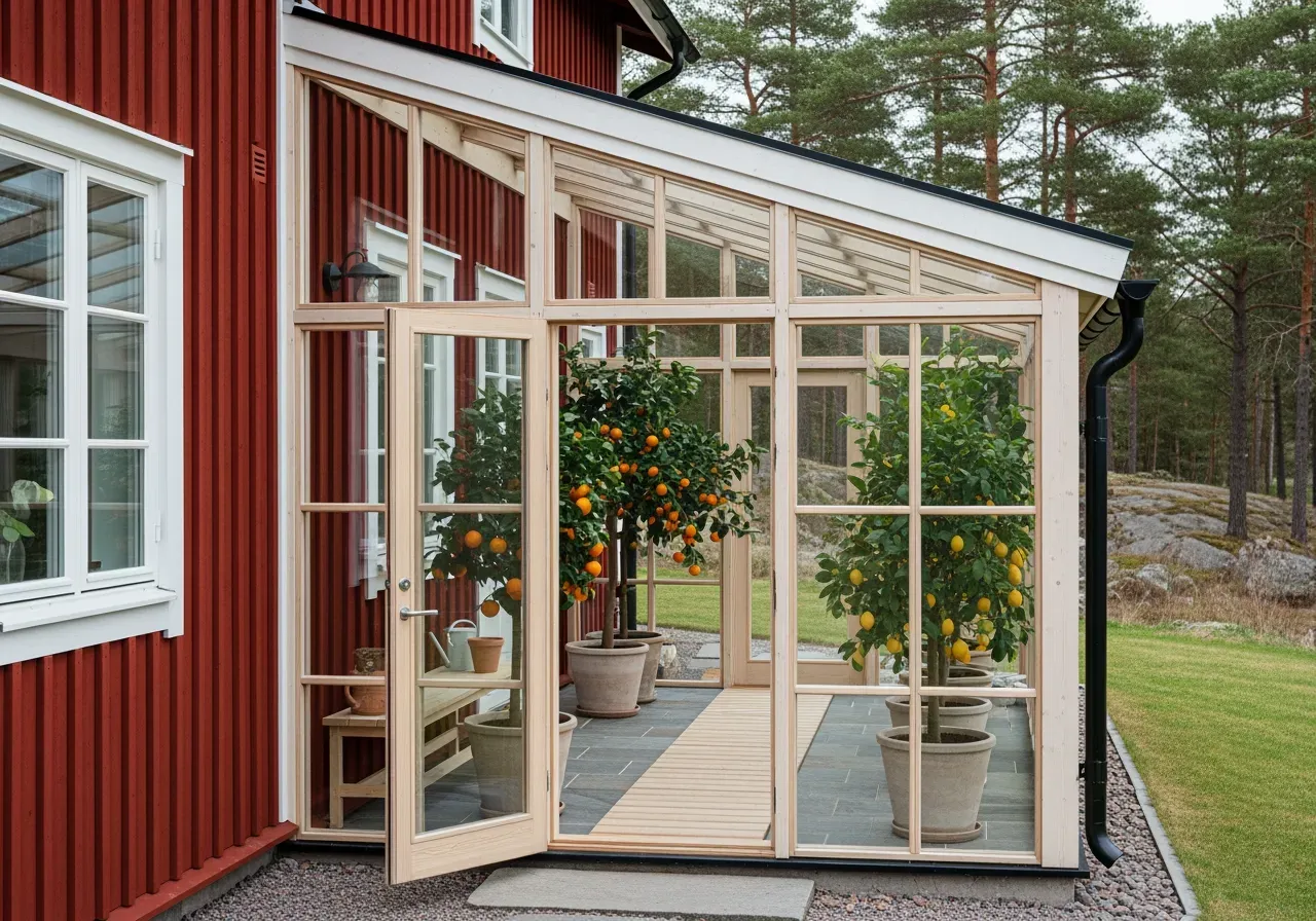 Väggmonterat orangeri för citrus